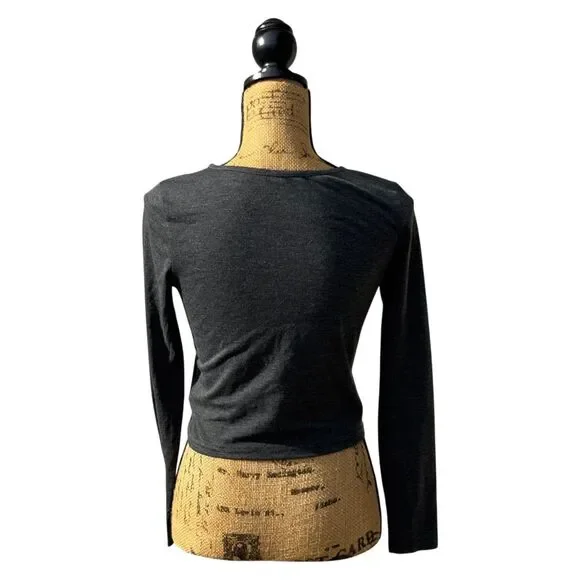 Romwe S Long Sleeve Graphic Top Angel Wings Black Stretch Tee Women S - Picture 7 of 12